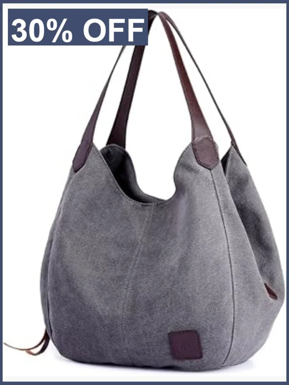 Canvas Multi-Pocket Hobo Tote Shoulder Bag for Women Travel Work Large Capacity